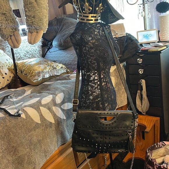 Mms black studded envelope pocketbook/purse handbag - Picture 6 of 12